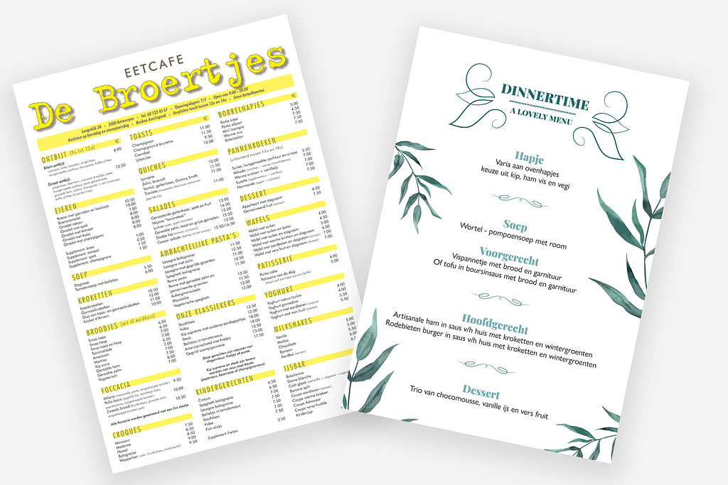 Enkele menukaart