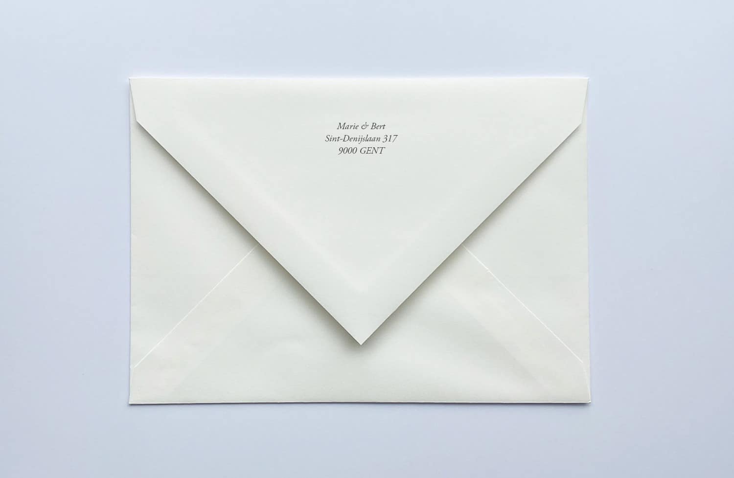 TrouwPuntklep1 Voorbeeld envelop personalisatie op klep