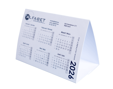 Bureaukalender gevouwen tot driehoek